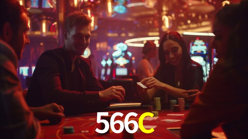 Escena dinámica inspirada en casino con iluminación 566C, cartas, fichas e íconos de juegos digitales en un espacio moderno de juegos.